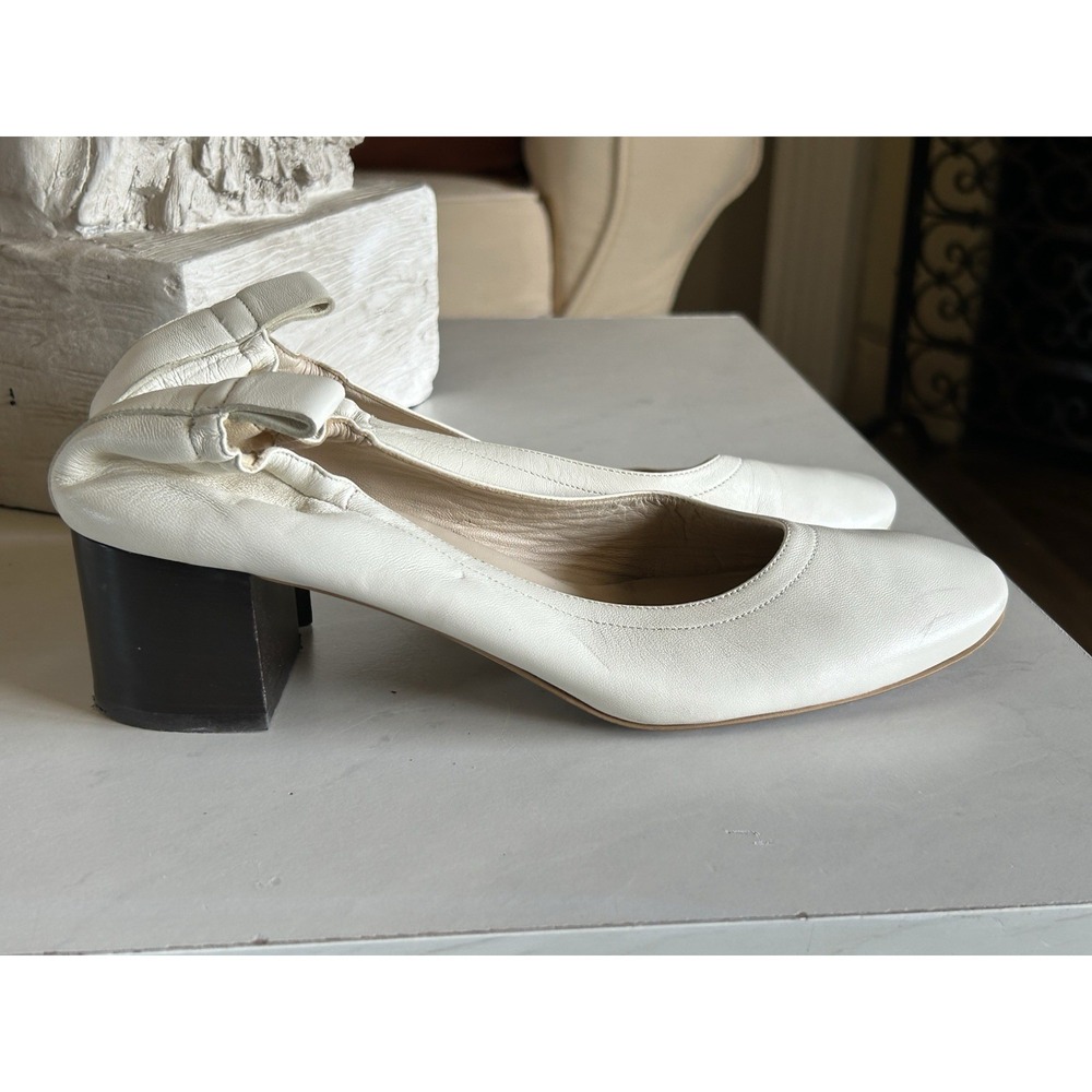 Everlane Italian Leather Day Heel In Bone sz 10 Women's Elastic Back Comfort